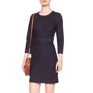 Banana Republic Dark Blue Denim Long Sleeve Sheath Dress